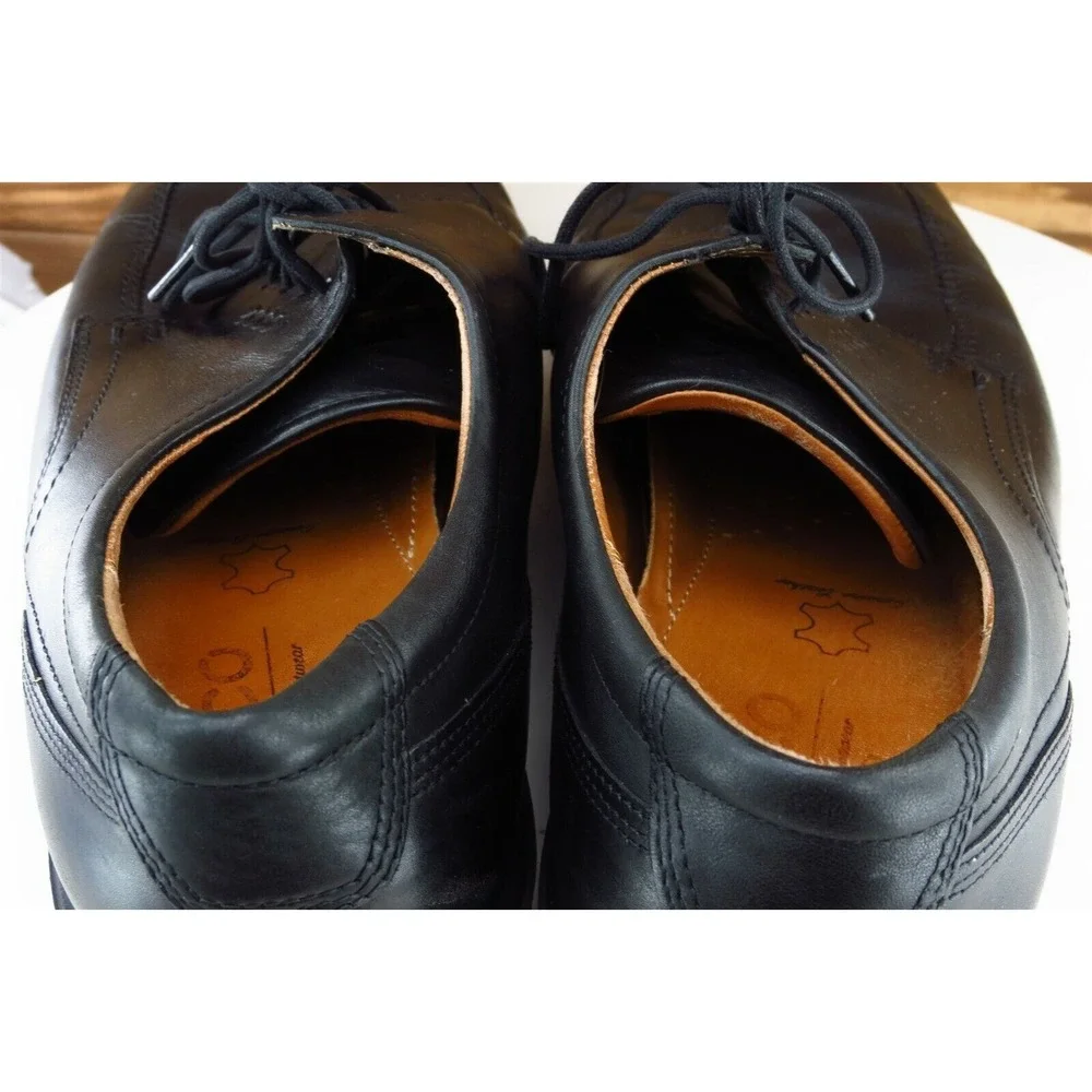 ECCO Men Derby Oxford Dress Shoes‎ Size 44 Black Leather Classic Comfort
